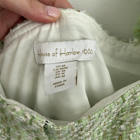 House of Harlow 1960 Tweed Green & Gold Mini Dress Size M - Picture 6 of 13